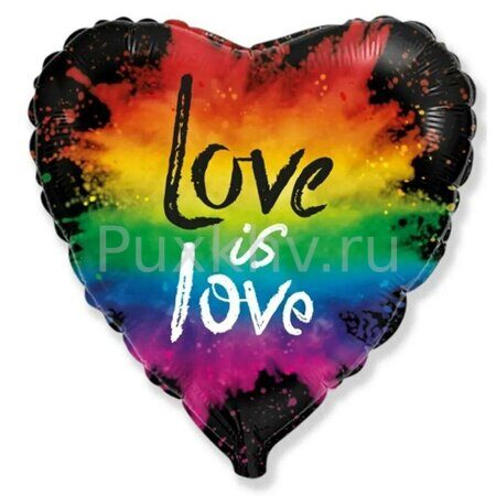 Шар Flexmetal сердце 18" с рисунком LOVE IS LOVE