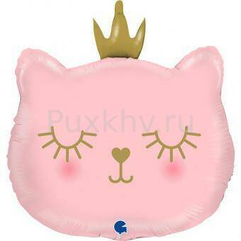 Шар-фигура, фольга, "Котенок в короне розовый, голова" (GRABO), 26"/66 см Шар-фигура, фольга, "Котенок в короне розовый, голова" (GRABO), 26"/66 см