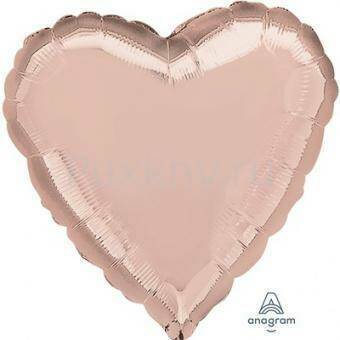 Шар-сердце 18"/46 см, фольга, золото розовое (AN)