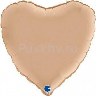Шар-сердце 18"/46 см, фольга, сатин бежевый/Nude (GRABO)