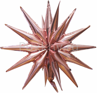 Шар-звезда объемная 22"/56 см, фольга, золото розовое (Falali)