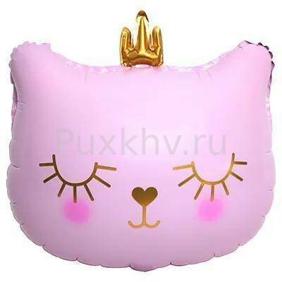 Шар фигура Кошка в короне голова розовая