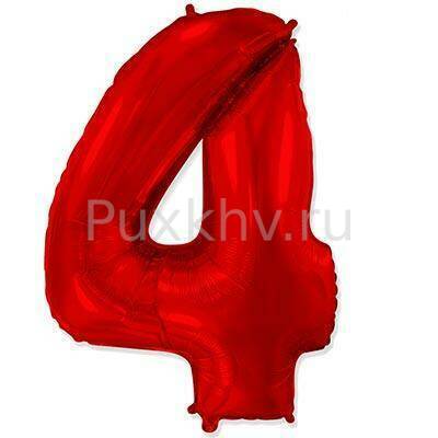 Шарик цифра "4", 40" Red